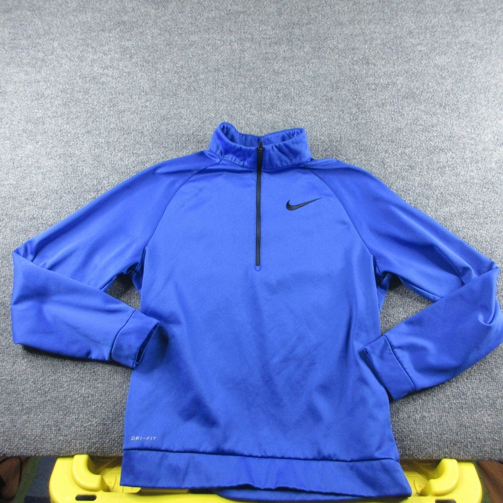 Nike Dri-FIT‎ Pullover Mens M Blue 1/4 Zip Fleece Long Sleeve Training Running